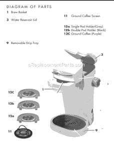 Page A Diagram and Parts List for SL13  Mr Coffee Coffee Maker